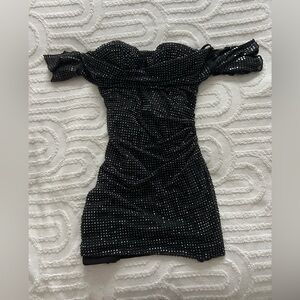 Oh Polly Perla Dress Embellished Corset Kaftan Mini Dress in Black Size 4